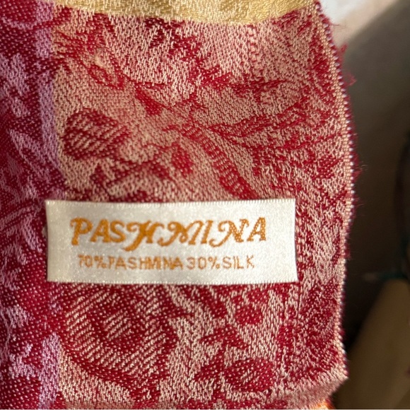 Pashmina Silk Shawl Wrap Scarf Multi Color with Tassels - Picture 3 of 3